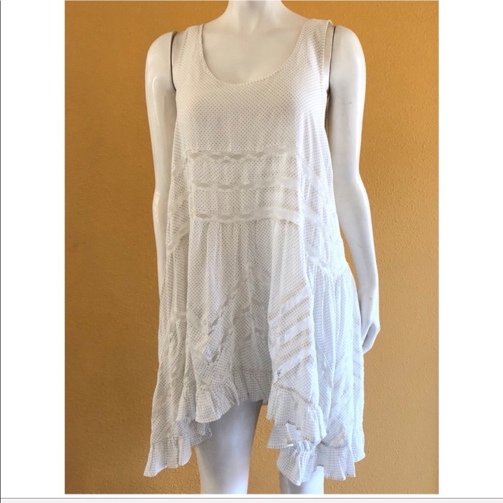 Free People White Crochet-Like Mini Dress
